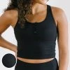 Maven Thread Tops Ribbed Crop Tank Sports Bra - Black