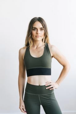 Maven Thread Criss Cross Sports Bra - Olive Green / Black | MT LUXE 18 Maven Thread Criss Cross Sports Bra - Olive Green / Black | MT LUXE