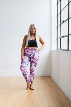 Maven Thread Bottoms Inspire Leggings - Maroon Floral | MT SPORT