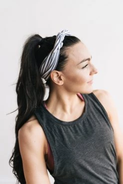 Maven Thread 4" Single Headbands B&W Stripe - 4'' Bow Headband Single