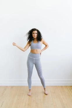 Maven Thread Inspire Leggings - B&W Stripe | MT SPORT Bottoms
