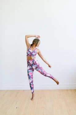 Maven Thread Bottoms Inspire Leggings - Maroon Floral | MT SPORT