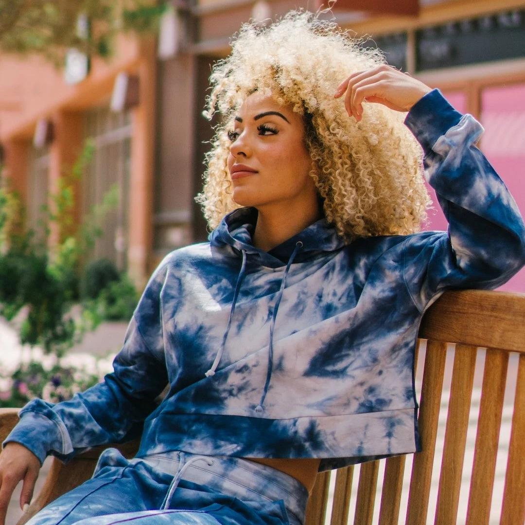 Maven Thread Tops Crop Hoodie - Navy Tie Dye 4 Maven Thread Tops Crop Hoodie - Navy Tie Dye