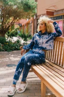 Maven Thread Tops Crop Hoodie - Navy Tie Dye 26 Maven Thread Tops Crop Hoodie - Navy Tie Dye