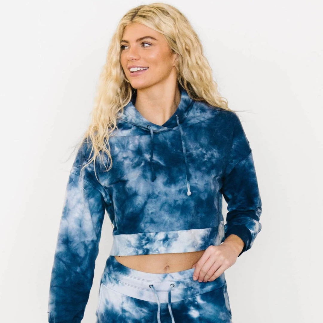 Maven Thread Tops Crop Hoodie - Navy Tie Dye 3 Maven Thread Tops Crop Hoodie - Navy Tie Dye