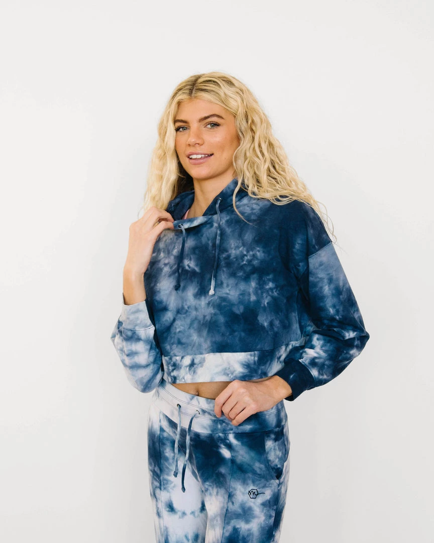 Maven Thread Tops Crop Hoodie - Navy Tie Dye 14 Maven Thread Tops Crop Hoodie - Navy Tie Dye