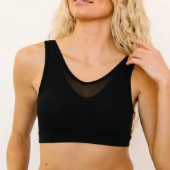Maven Thread Mesh V-Neck Sports Bra - Black | MT SPORT