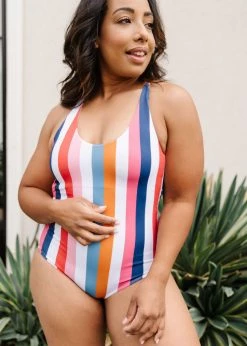 Maven Thread Swim Strappy One Piece - Retro Stripe