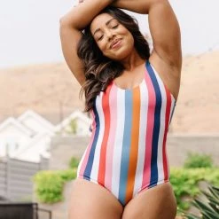 Maven Thread Swim Strappy One Piece - Retro Stripe