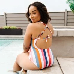 Maven Thread Swim Strappy One Piece - Retro Stripe