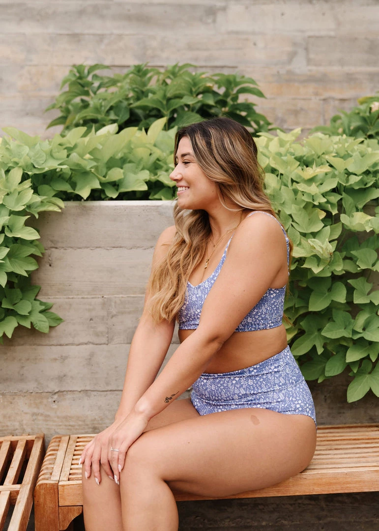 Maven Thread Swim High Rise Bottoms - Blue Floral 6 Maven Thread Swim High Rise Bottoms - Blue Floral