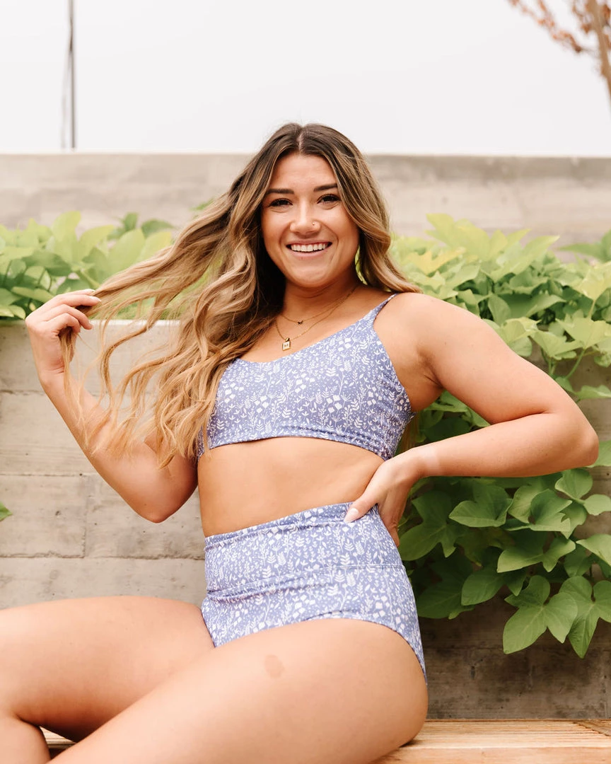 Maven Thread Swim High Rise Bottoms - Blue Floral 8 Maven Thread Swim High Rise Bottoms - Blue Floral