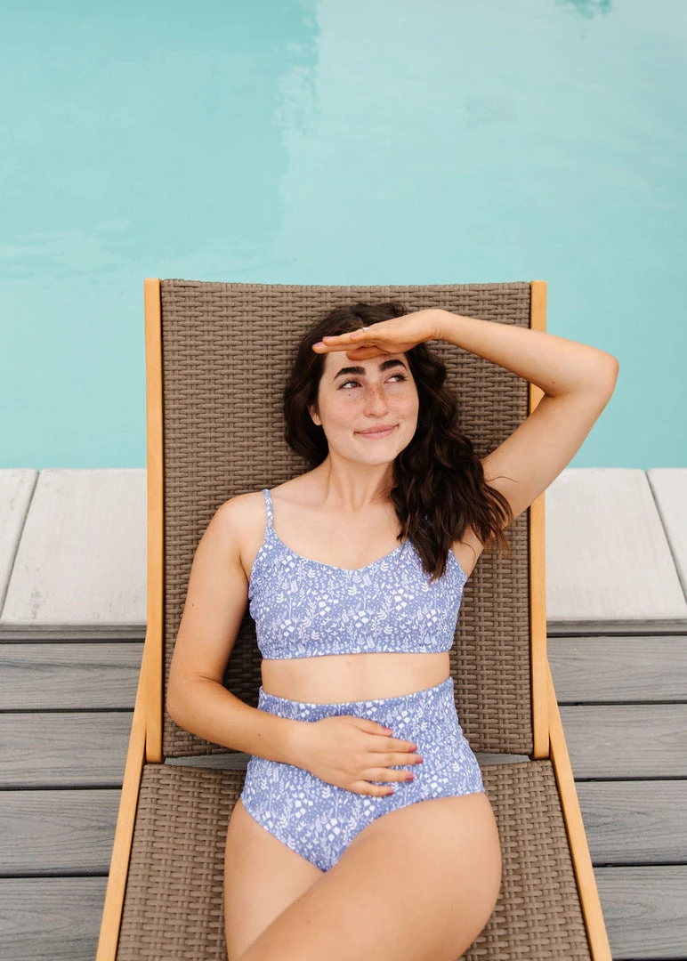 Maven Thread Swim High Rise Bottoms - Blue Floral 7 Maven Thread Swim High Rise Bottoms - Blue Floral