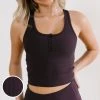 Maven Thread Ribbed Crop Tank Sports Bra - Eggplant Tops 2 Maven Thread Ribbed Crop Tank Sports Bra - Eggplant Tops