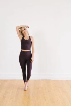 Maven Thread Ribbed Crop Tank Sports Bra - Eggplant Tops 27 Maven Thread Ribbed Crop Tank Sports Bra - Eggplant Tops