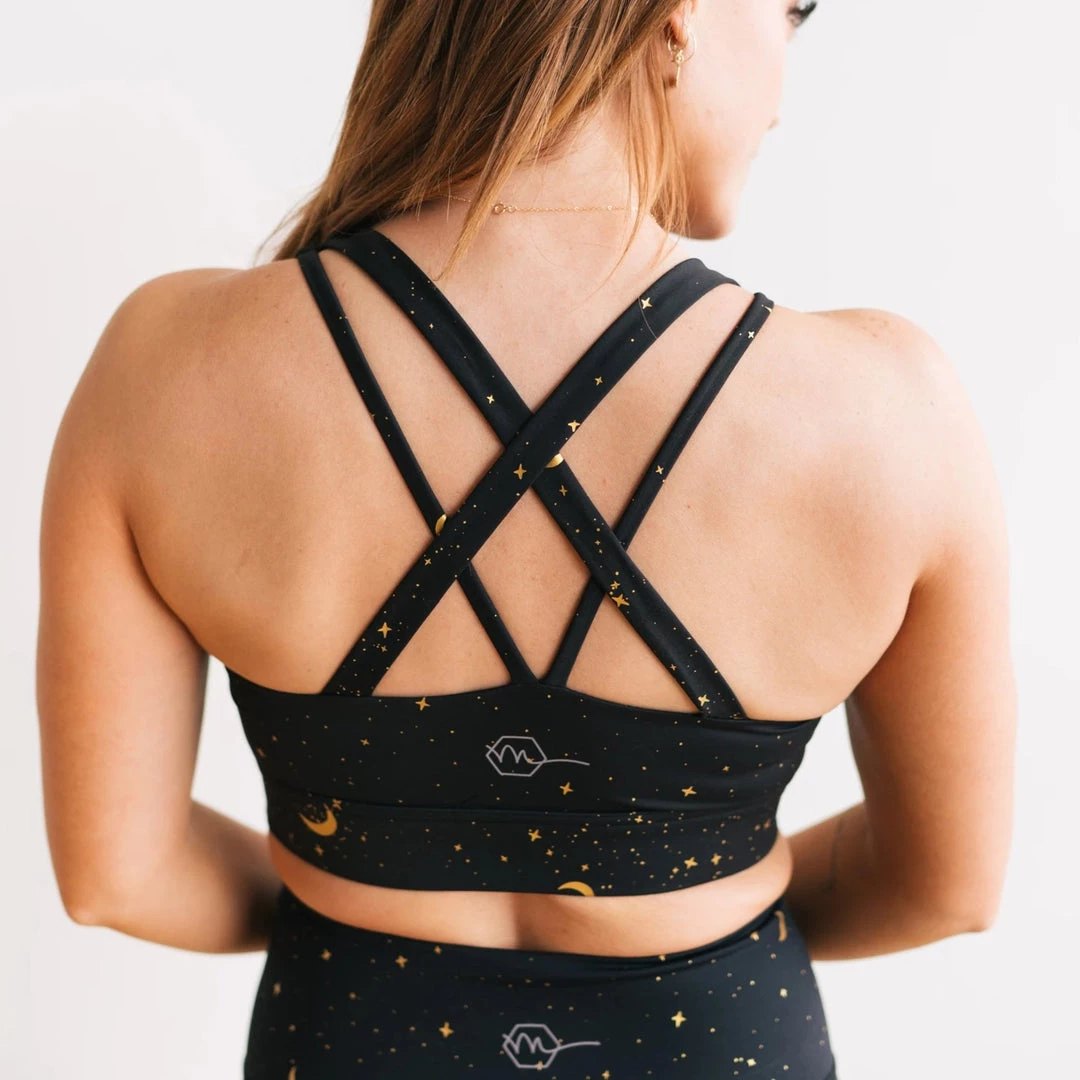 Maven Thread Criss Cross Sports Bra - Moons | MT SPORT 3 Maven Thread Criss Cross Sports Bra - Moons | MT SPORT