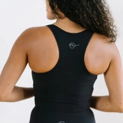 Maven Thread Tops Ribbed Crop Tank Sports Bra - Black