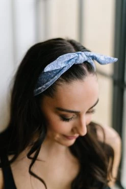 Maven Thread Blue Wildflower - 4'' Bow Headband Single