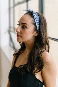 Maven Thread Blue Wildflower - 4'' Bow Headband Single