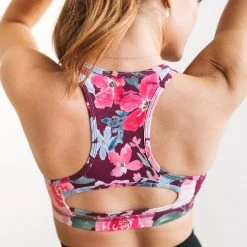Maven Thread Tops Power Sports Bra - Maroon Floral | MT SPORT