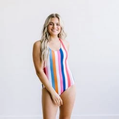 Maven Thread Swim Strappy One Piece - Retro Stripe