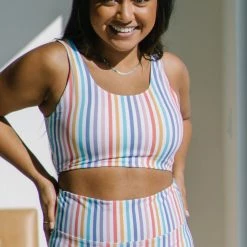 Maven Thread Oasis Bikini Top - Rainbow Stripe Swim