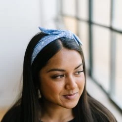 Maven Thread Blue Wildflower - 4'' Bow Headband Single