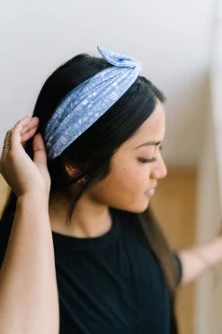 Maven Thread Blue Wildflower - 4'' Bow Headband Single