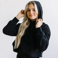 Maven Thread Tops Crop Hoodie - Black
