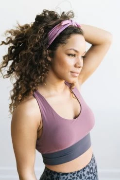 Maven Thread Criss Cross Sports Bra - Muted Plum / Grey | MT LUXE 14 Maven Thread Criss Cross Sports Bra - Muted Plum / Grey | MT LUXE