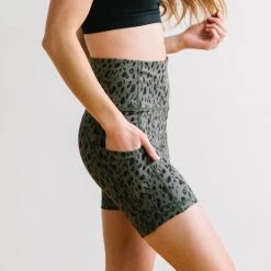 Maven Thread Biker Shorts - 6''- Green Leopard | MT SPORT Bottoms