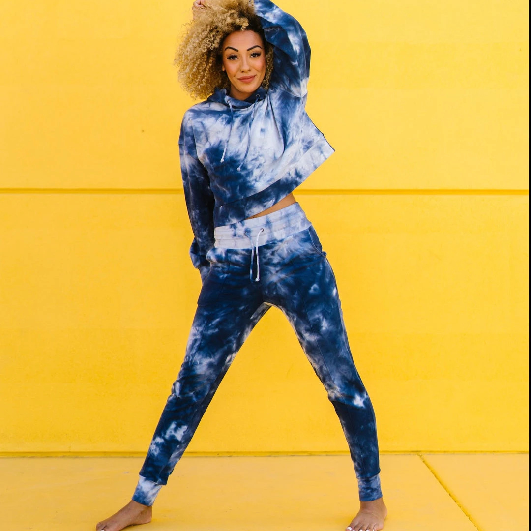 Maven Thread Tops Crop Hoodie - Navy Tie Dye 5 Maven Thread Tops Crop Hoodie - Navy Tie Dye