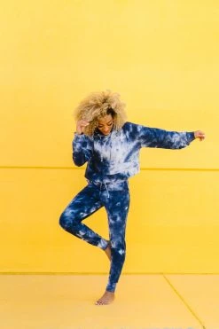 Maven Thread Tops Crop Hoodie - Navy Tie Dye 23 Maven Thread Tops Crop Hoodie - Navy Tie Dye