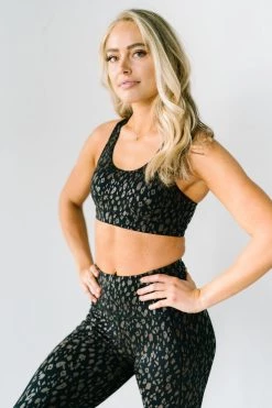 Maven Thread Courage Sports Bra - Black W/Brown Leopard | MT SPORT