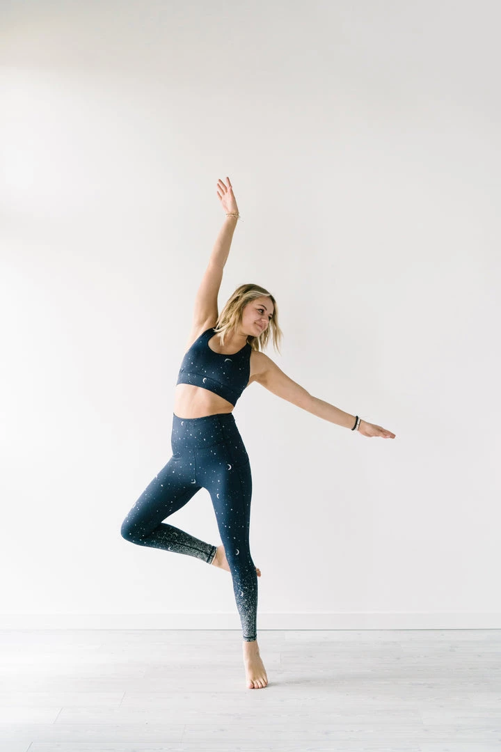 Maven Thread Criss Cross Sports Bra - Navy Moons | MT SPORT Tops 12 Maven Thread Criss Cross Sports Bra - Navy Moons | MT SPORT Tops